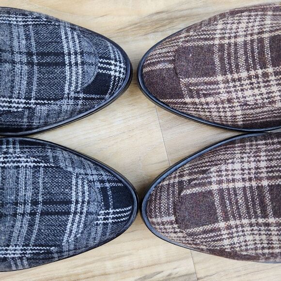 🩵NWOB Dunion Brown Plaid Chain Decorated Dressy Loafers Size 8 - Picture 4 of 15